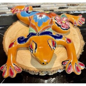 Vintage Talavera Pottery Frog Wall Art Hand Painted Mexico 12" LGTZ